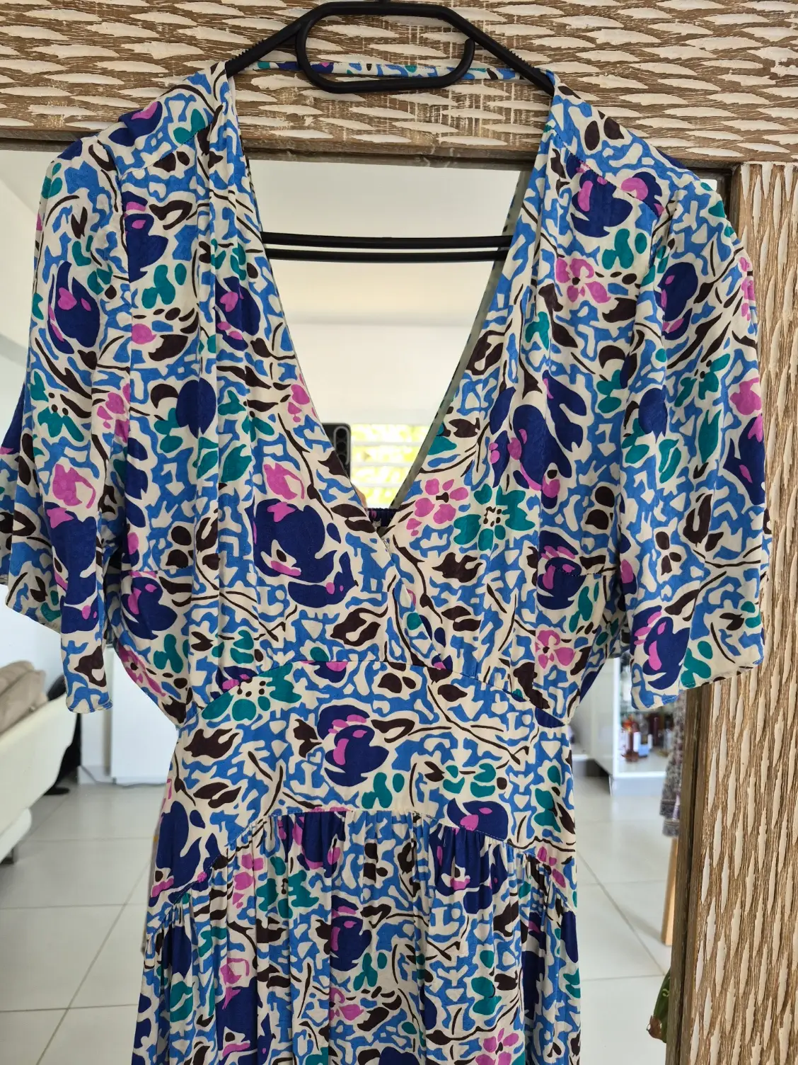 Ba&sh — Robe ba&sh longue fleurie bleu dos nu T3 (L) — photo 2
