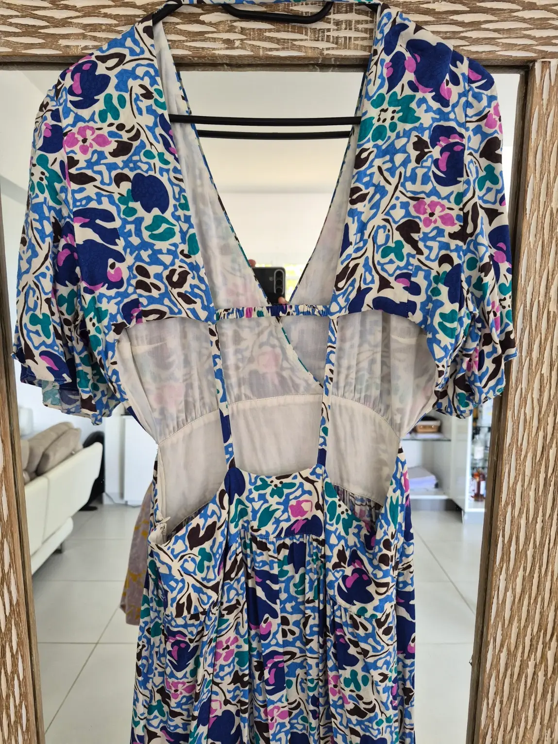 Ba&sh — Robe ba&sh longue fleurie bleu dos nu T3 (L) — photo 3