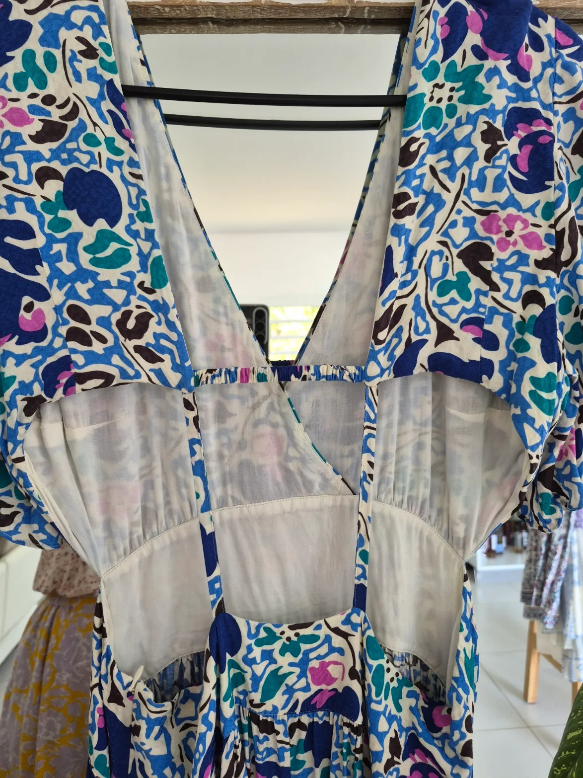 Ba&sh — Robe ba&sh longue fleurie bleu dos nu T3 (L) — photo 8
