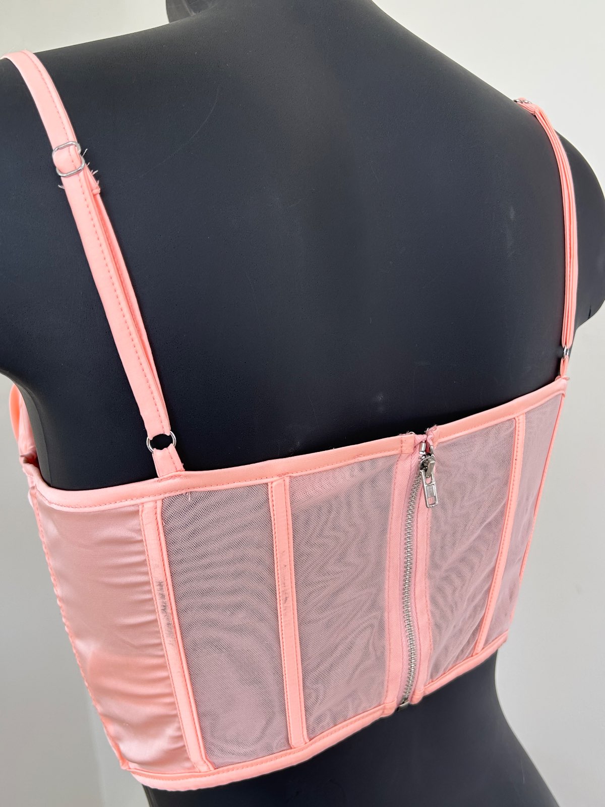 Oh Polly — Top bustier strass & transparence rose corail — photo 3