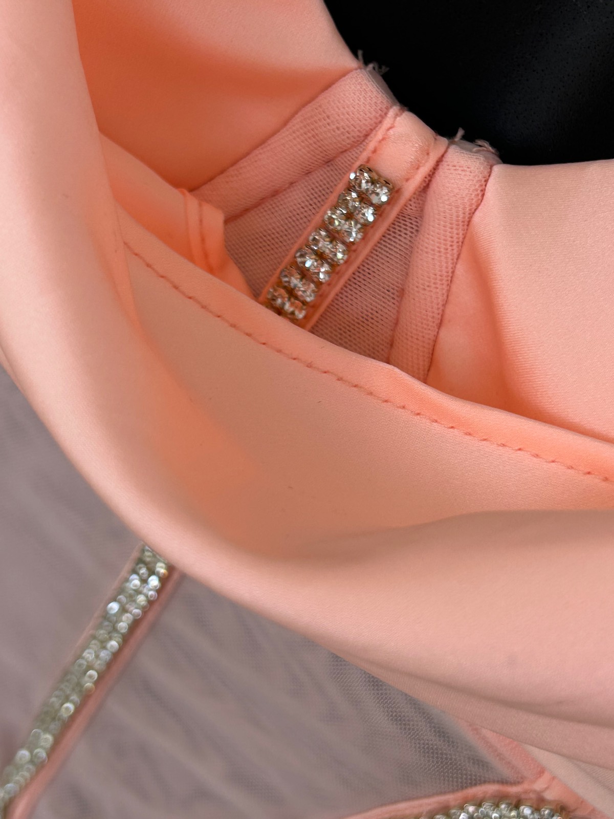 Oh Polly — Top bustier strass & transparence rose corail — photo 5