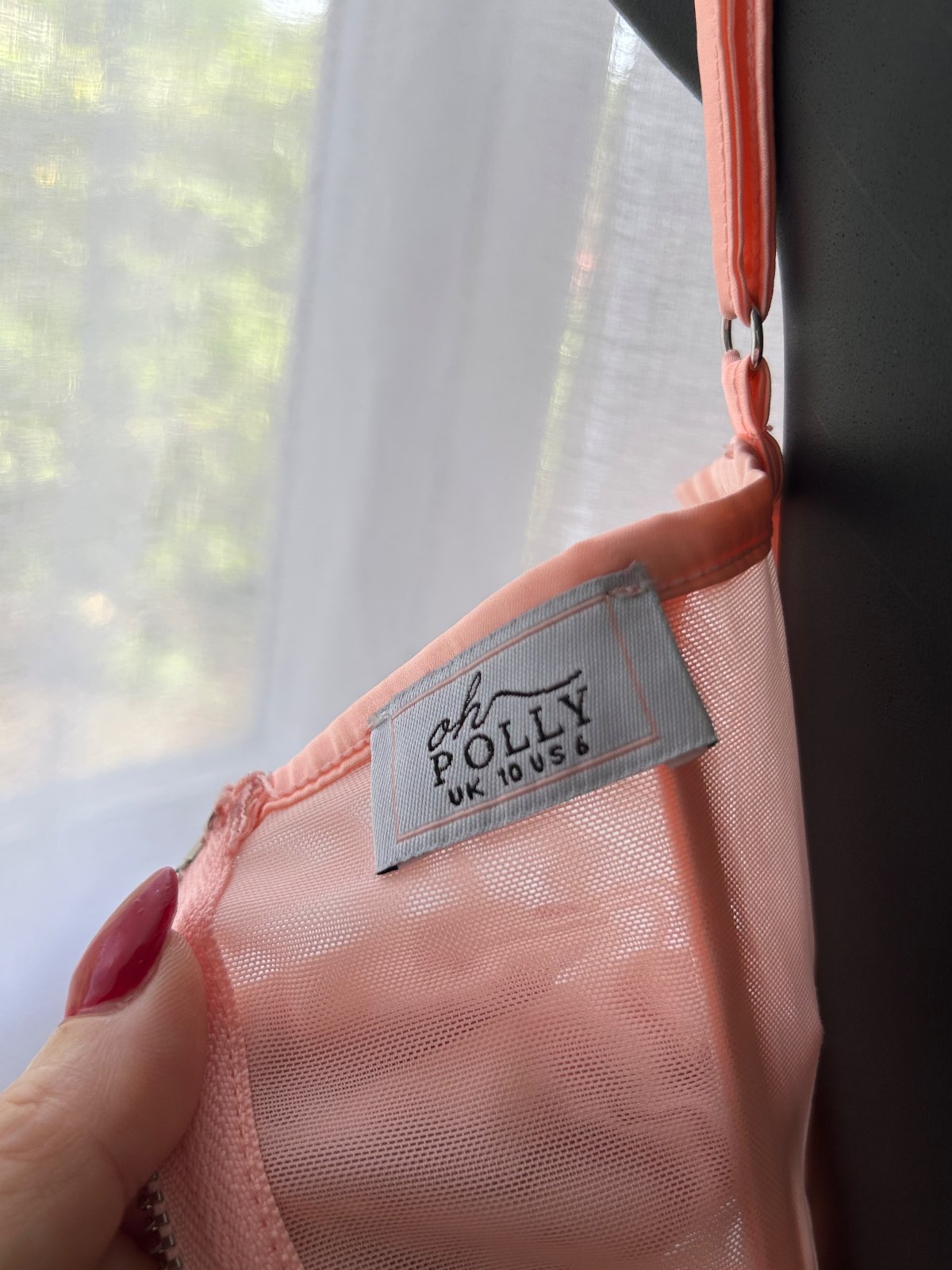Oh Polly — Top bustier strass & transparence rose corail — photo 7