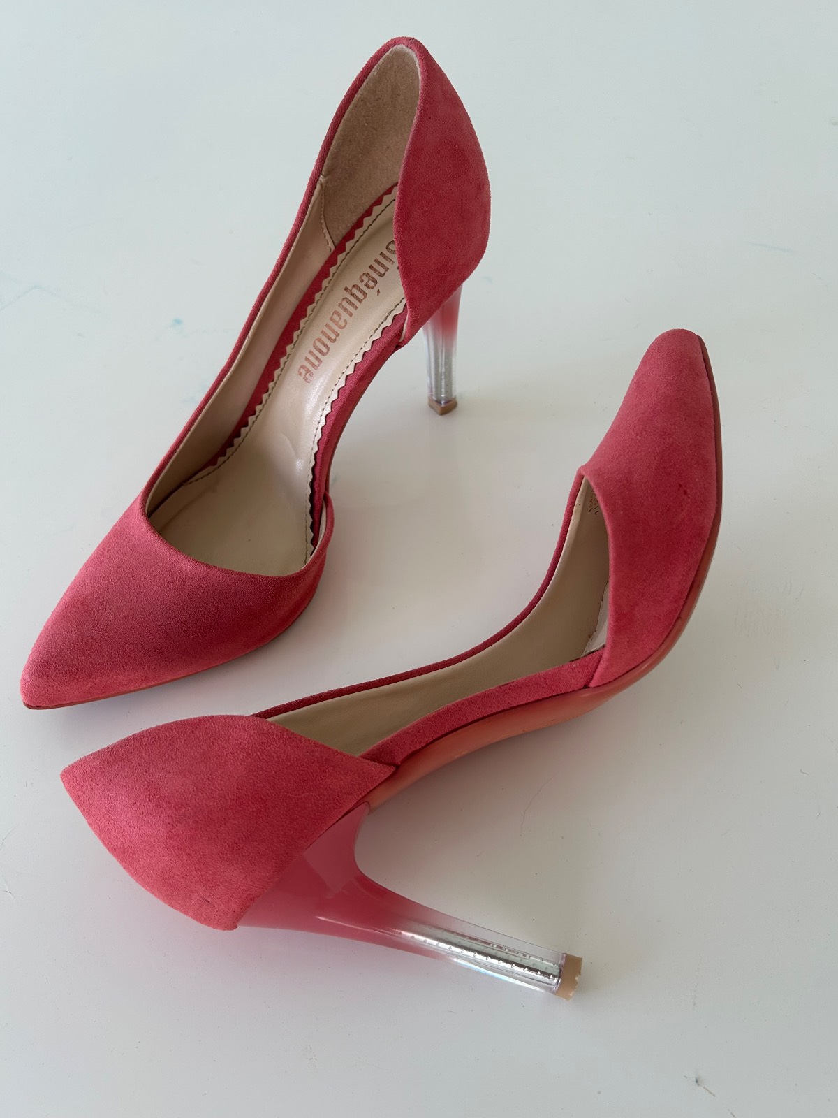 Sinéquanone — Escarpins rose corail daim — photo 4