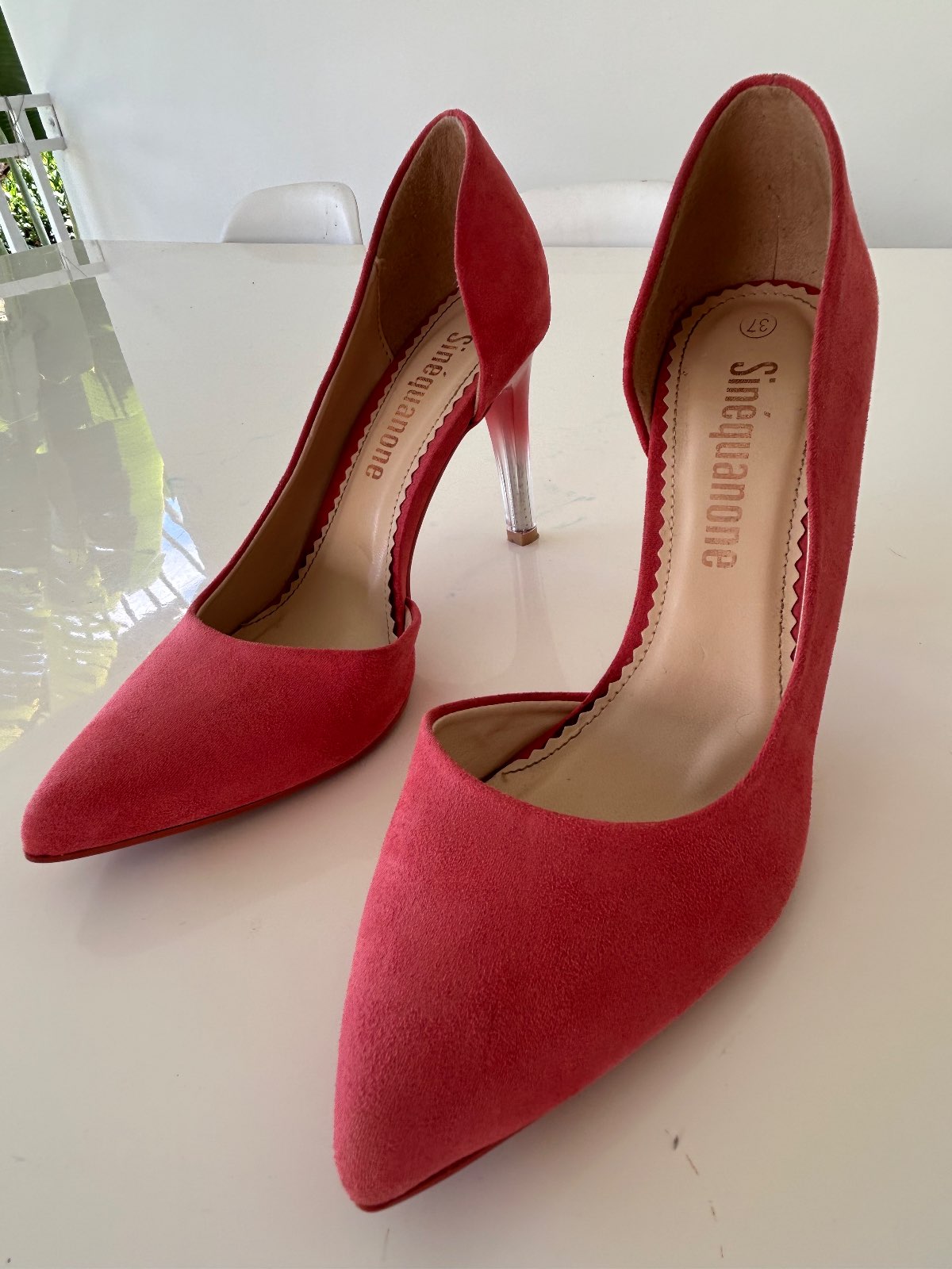 Sinéquanone — Escarpins rose corail daim — photo 6