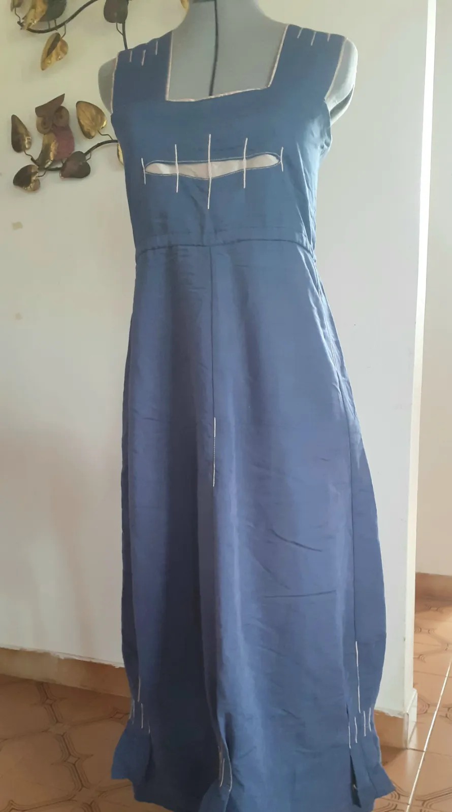Enjoy — Robe longue bleue et blanche — photo 2