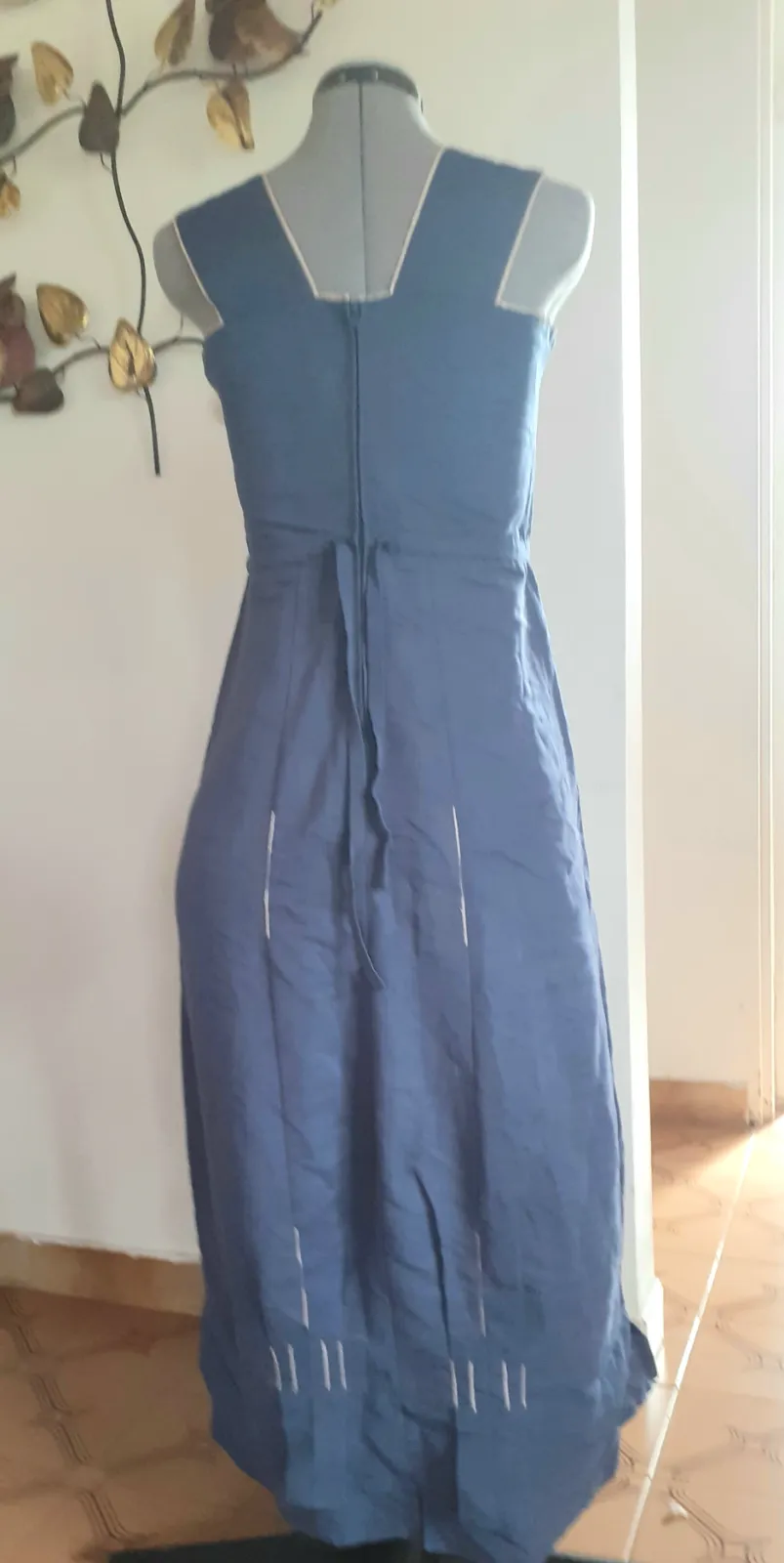 Enjoy — Robe longue bleue et blanche — photo 4