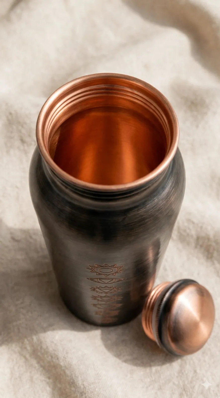 Aucune — 🤎 Gourde artisanale en 100% pur cuivre – Finition Marron Chocolat (950 ml) ✨ — photo 2